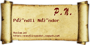 Pándli Nándor névjegykártya