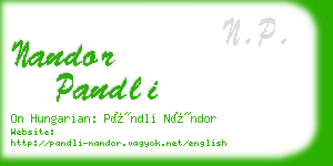 nandor pandli business card